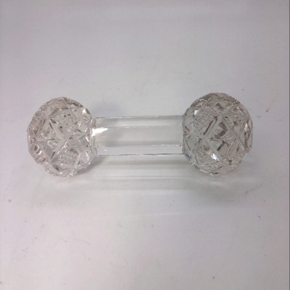 Clear Cut Glass Dumbbell Paperweight